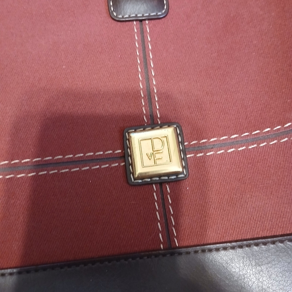 Vintage Diane VonFurstenberg Canvas & Leather Flap Opening Briefcase - Picture 5 of 13